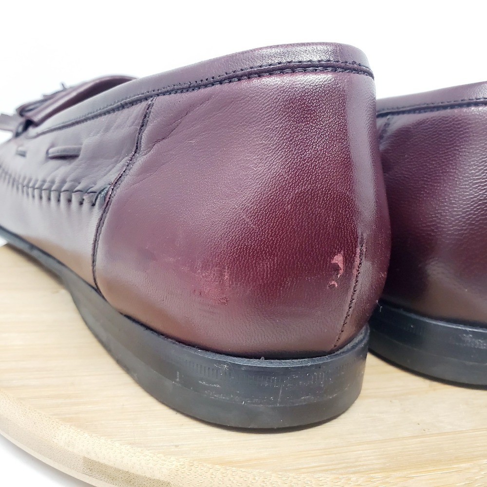 Santoni Loafers Mens 15 Burgundy Leather Kiltie Tassel Slip On Shoes Italy - Picture 11 of 16